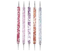 JOYOFREELY 5pcs Rhinestones Picker Manicure Dotting Tools Nail Silicone Pen Set Acrylic Dual-ended Nail Art Pens Stylish Practical for DIY Practice Use Beginners Professionals