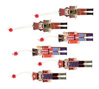 JOYOFREELY 9pcs Christmas Wooden Pendant Set Featuring Painted Walnut Soldier Design, Assorted Colours, Synthetic Material, Hanging Decor for Garden and Christmas Tree Decoration
