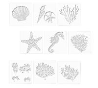 JOYOFREELY 9pcs Hawaiian Ocean Series Hollow Pet Painting Stencils, Art Templates DIY Sea Animal Stencils Set for Home Decor and Canvas Crafting