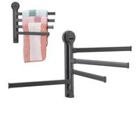 JOYOFREELY Adjustable 4-bar Rotating Towel Rack Metal and Abs Folding Hanging Towel Holder with Strong Cup Design No Drill Installation for Bathroom Wall for Home Organisation