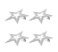 JOYOFREELY Brooch Set with Secure Attachment Zinc Alloy Material 4pcs Silver Five-pointed Star and Versatile Style, Elegant Lapel Pins for Women and Men for Social and Formal Occasions
