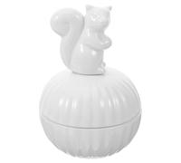 JOYOFREELY Ceramic Jewelry Box Jewelry Organizer with Squirrel Figurine for Versatile Storage and Decorative Use, White Cute Elegant Design Suitable for Occasions for and Earrings