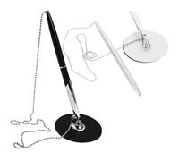 JOYOFREELY Desktop Ballpoint Signing Pens for Hotels and Business Negotiations Fixed on Table 2pcs with Chain Design, Metal Vertical Table Style Pens, Comfortable Hand Feeling