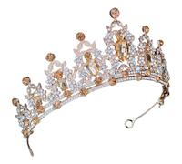 JOYOFREELY Elegant Bridal Crown for Wedding, Golden Rhinestone Headband Made of Zinc Alloy, Break-resistant and Practical to Use, for Bridal Showers and Photoshoots