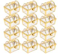 JOYOFREELY Gold Mini Treasure Chest Candy Boxes Plastic 12Pcs Bulk Party Favor Boxes for Anniversary Christmas Halloween Parties