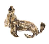 JOYOFREELY Golden Brass Sea Lion Figurine with Fine Workmanship and Stable Base, Creative and Simple Desktop Sea Lion Ornament for Indoor Tabletop Home Décor