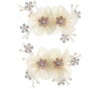 JOYOFREELY Golden Lace Flower Shoe Clips Reusable Multi-purpose Shoe Decoration Charms with Rhinestone 2pcs Elegant Pump Accessories for Bridal Weddings, Evening Parties