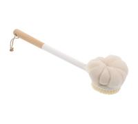 JOYOFREELY Long Handled Shower Brush with Soft Nylon Bristles and Wooden Handle, Dual-Sided Exfoliating Body Scrubber for Thorough Back Cleaning and Dirt Removal, for Men’s Bathing Routine