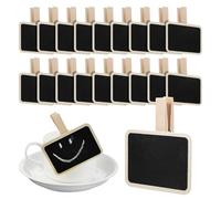 JOYOFREELY Mini Chalkboard Signs Small with Wooden Photo Clips 20 Pcs 7.2x6.8x4.8cm for Food Labels, Party Buffet, Kitchen and Birthday Decorations