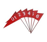 JOYOFREELY Mini Garden Sprinkler Flags Easy to Insert into Ground 6pcs Red Iron Lawn Irrigation Flags for Plants and Sprinkler System Location Identification for Early Spring Season Garden