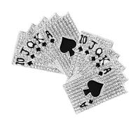 JOYOFREELY Playing Card Brooch Pins Unique Poker Collar Clips with Rhinestones 2pcs Silver Alloy Lapel Pins to Keep Clothes Neat and Fix Shawls Stylish Accessories for Women and Men