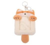 JOYOFREELY Plush Photocard Sleeve with Keychain for Students Soft Plush Cartoon Cat Id Card Holder Lightweight and Cute for School Or on The Go