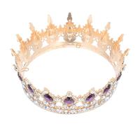 JOYOFREELY Rhinestone Baroque Queen Crown with Water Drop Design for Weddings and Celebrations, Purple Crystal Tiaras for Women and