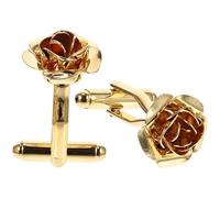JOYOFREELY Rose Shape Copper Cuff Links for Men Shirt Accessories in Golden Colour, French Style Minimalist Design, for Formal and Wedding Occasions, Adds Colour to Outfit