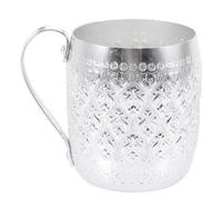 JOYOFREELY Silver Metal Drinking Mug Water Mug and Easy to Clean Alloy Material with Ergonomic Design for Home Or Office Use