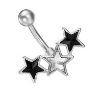 JOYOFREELY Stainless Steel Celestial Shape Belly Button Rings Dangling Navel Piercing Jewelry for Women Two-Tone Black and White Platinum Zirconia