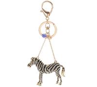 JOYOFREELY Stylish Zebra Diamond Keychain with Metal Key Ring Holder and Bag Hanging Pendant, Key Chain Accessory for Bag Ornament Or, Charming Black Animal Figure Random Color
