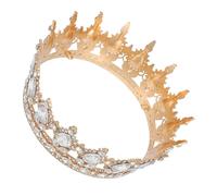 JOYOFREELY Unique Golden Rhinestone Crown for Cake Bridal Headband with Reasonable Structure and Not Easy to Break Zinc Alloy Material, for Christmas and Stage Performance Accessories