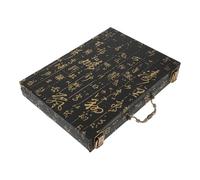 JOYOFREELY Wooden Mahjong Game Storage Box with Vintage Embossed Finish and Large Capacity, Organizer Case for Chinese Mahjong Tiles, Designed for Travel and Social Gaming