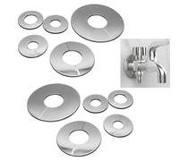 JOYOLA 10 Pcs Wall Split Flange, Stainless Steel Water Pipe Wall Covers, 5 Size Shower Cover Plate, Round Escutcheon Plate, Walls Split Hole Decorative for 51mm/42mm/34mm/26mm/22mm Diameter Pipe