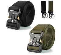 JOYOLA 2 Pcs Men Tactical Belt, Military Style Quick Release Nylon Belt, 3.8cm Quick Release Men's Belts, Elasticated Canvas Military Belt for Work, Hiking, Sport, Just Daily Casual Using