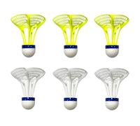 JOYOLA 6 Windproof Badminton Shuttlecocks, Badminton Balls, Yellow and White with Soft Cork Double Head, High Elasticity Shuttlecocks for Outdoor Training, Family Games and School Activities