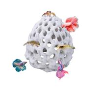 JOYOLA Shrimp Dome Hide, Shrimp Hide Cave for Aquarium, Fish Tank Tunnel with Suction Cup Plastic Porous Designed Floating Betta House for Small Fish Shrimp Guppy Hiding Resting