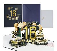 Joyoldelf 16th Birthday Card Pop Up Greeting Cards, 3D Pop Up Card Birthday Greeting Card, Birthday Cards with Envelope for Women Moms Girls Men Friends Romance Gift Card, HJ16