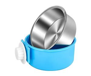 Joyoldelf 2-in-1 Pet Hanging Bowl for Crates & Cages Removable Stainless Steel Dog Bowl with Plastic Puppy Feeder Food Water Bowl for Cat, Rabbit, Bird, Hamster, Shitzu, Ferret