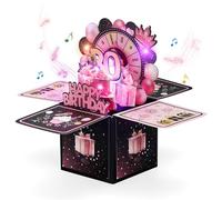 Joyoldelf 30th Birthday Card for Women - 3D Musical Birthday Card with Candle Blow, Pink Spinner, and Balloon Design - Happy Birthday Card with Light & Note for Wife, Sister, Friend
