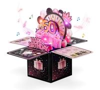Joyoldelf 60th Birthday Card for Women - 3D Musical Birthday Cards with Candle Blow, Pink Spinner, and Balloon Design - Happy Birthday Card with Light & Note for Wife, Mom, Sister, Grandma, Friend