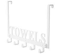 Joyoldelf Over Door Hooks Hanger, Door Hooks Without Drilling, Door Hanger for Hanging Coats, Towels, Hats, Clothes, for Bedroom, Bathroom, Living Room, Kitchen Door - with 5 Hooks (White)