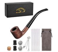 Joyoldelf Rosewood Tobacco Pipe Set - Handmade Wooden Smoking Pipe with 3mm Reusable Filter, 3-in-1 Scraper, Pipe cleaners, Metal Ball, Pipe Bits, Pipe Pouch and Gift Box