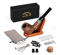 Joyoldelf Tobacco Pipe Straight Smoker, Rosewood Smoking Pipe Set Including Foldable Pipe Stand, 3-in-1 Pipe Scraper, Pipe Filters and Other Pipe Accessories