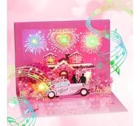 Joyoldelf Wedding Card - Music & Light Pop up Anniversary Card with Fireworks for Him Her Husband Wife Couple, 3D & Pop Up Romantic Greeting Card for Boyfriend, Girlfriend