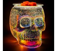 JOYOLO Wax Melt Warmer, Wax Warmer for Scented Wax with Light Bulb, Electric Skull Wax Burner, Halloween Fragrance Wax Melter for Home and Gifts (Rainbow Skull)