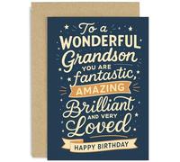 Joyous Birthday Card for Grandson, Wonderful Gift, For Young Boy or Teenager, 14th 15th 16th, Bold Graphic Design, for Grandchild, Blank Inside with Envelope