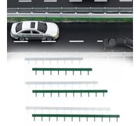 JoyousMall 1:87 Scale Model Railway Security Fencing, 3-Pack Industrial Iron Fence with Legs for HO Gauge Layouts, 3D Printed Scenery Accessories (Dark Green/Silver, 63.7cm Total)