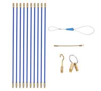 JoyousMall 10pcs Fibreglass Cable Rods 33cm, 4mm Fish Tape with Flexible Guide Spring, Push Pull Wire Threader Kit for Electricians DIY Conduit Installation