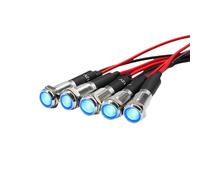 JoyousMall 12V Metal Indicator Light 8mm, Waterproof LED Signal Lamp for Small Equipment Status, Red Yellow Blue Green White, 5 Pack