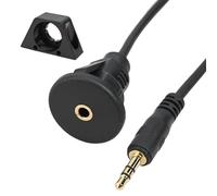JoyousMall 3.5mm Car AUX Cable, Flush Mount Dashboard Audio Socket Extension Cable for Vehicle Instrument Panel, 100cm Black ABS