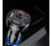JoyousMall 4-Port USB Car Charger with Quick Charge 3.0, 7000mA Total Output, QC3.0 + 3x 2.1A Ports, Compact 78mm Design for Smartphones, MP3/MP4, and USB Devices