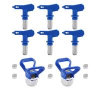 JoyousMall 6-Pack Airless Paint Sprayer Tips Set with Nozzle Seats, 211/315/417/515/517/523 Spray Nozzles, Wear-Resistant Metal for Most Airless Painting Machines