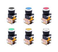 JoyousMall 6Pcs 22mm Momentary Push Button Switch, 1NO 1NC LA38-11, 440V 10A Fire-Resistant Control Switch with Fork Terminals, Red Blue Green White Yellow Black