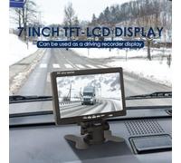 JoyousMall 7-Inch TFT LCD Car Monitor with Dual AV Inputs, Rearview Priority & 16:9/4:3 Adjustable Screen for Trucks, Buses, Commercial and Electric Vehicles - Black