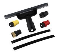 JoyousMall 7-Piece Steam Cleaner Accessories for Kärcher SC1 SC2 SC3 SC4 SC5, Glass Squeegee and Round Brush Set for Windows Tiles Upholstery, Black