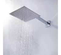 JoyousMall 8 Inch Rainfall Shower Head, 304 Stainless Steel Chrome Finish, Round or Square High Pressure Overhead Sprayer with Swivel Elbow, G 1/2 Connection