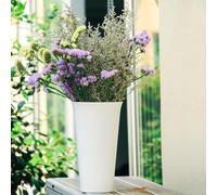 JoyousMall 8 Pack Plastic Flower Buckets 9.84 Inch White Vases for Weddings Home Decor Sturdy Round Floral Containers for Parties Events Centerpieces