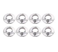 JoyousMall 8 Pack Round Wardrobe Rail Locking End Base for 25mm Closet Rod, Metal Flange Support Bracket with 54mm Outer Diameter, Silver