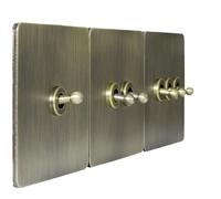 JoyousMall 86 Type Green Bronze Stainless Steel Panel Wall 1-4 Gang 2 Way for toggle Switch Panel Type 86 Antique Bronze Retro Switch Socket With Brushed Metal Panel